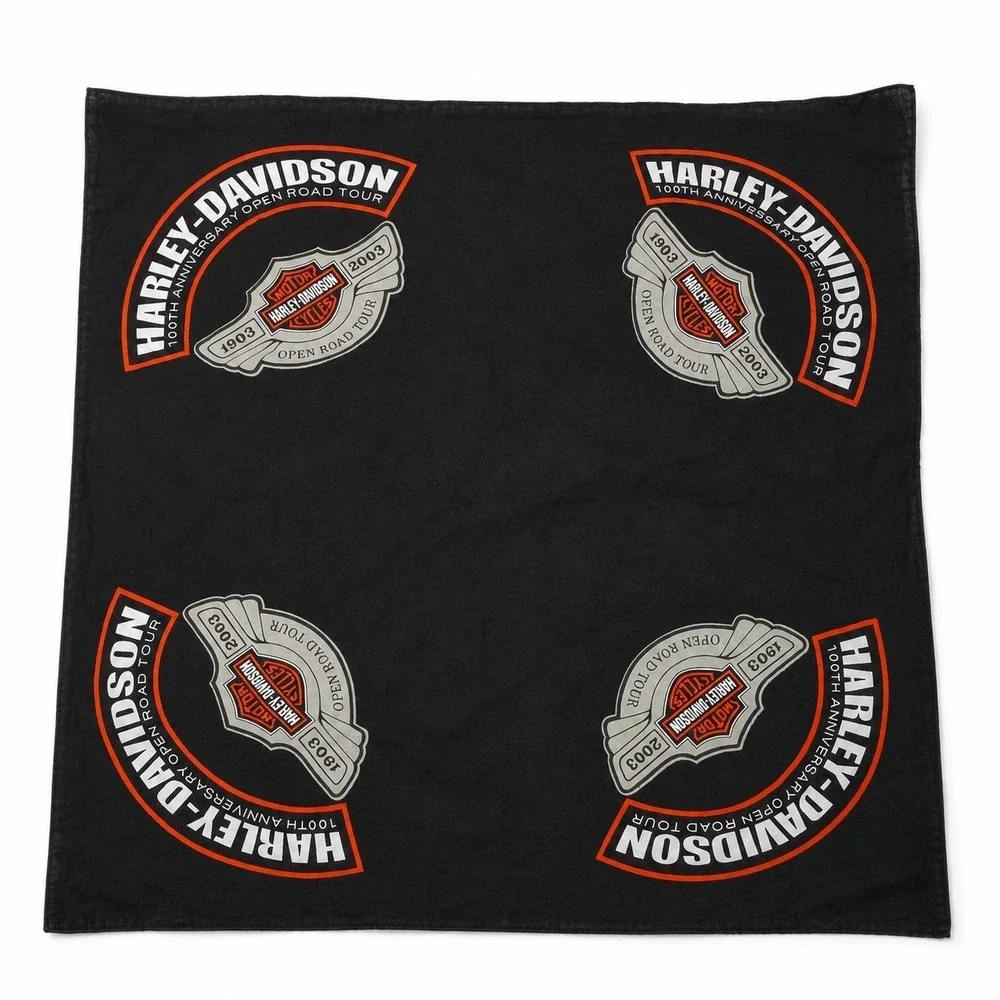 VTG Y2K Harley-Davidson Bandana 100th Anniversary Open Road Tour 2003 Graphic